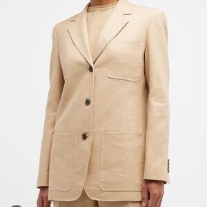Lafayette 148 New York linen pickstitch women's blazer nwot